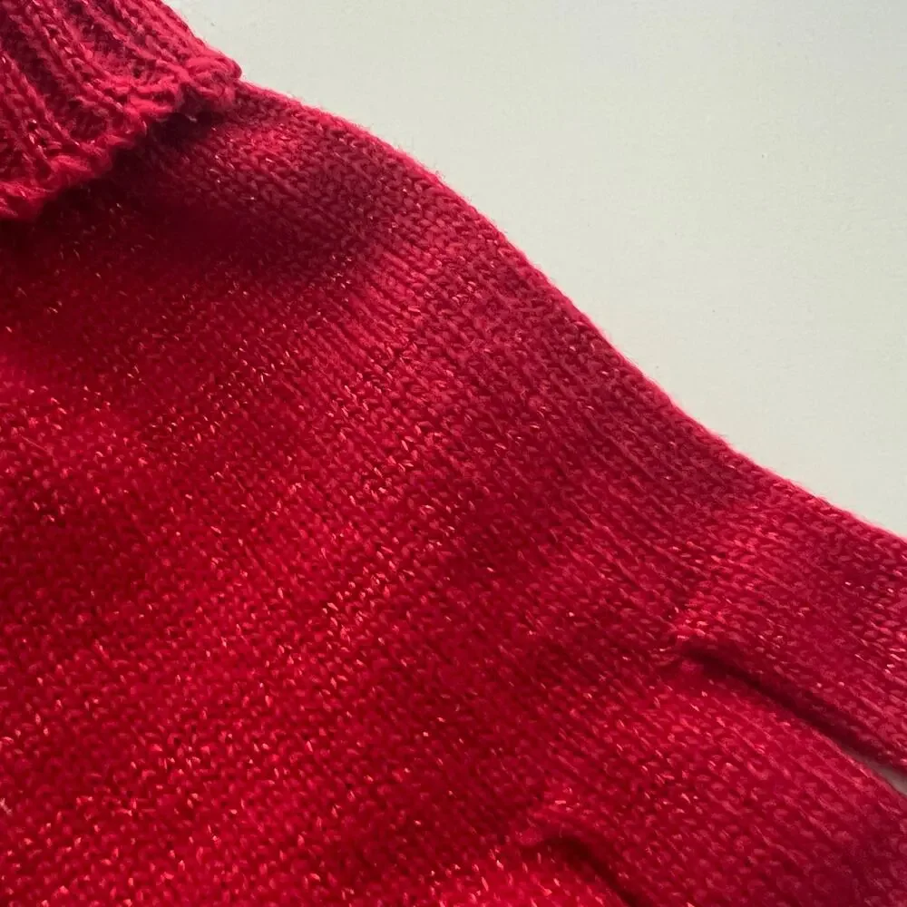 Style & Co metallic knit gloves red